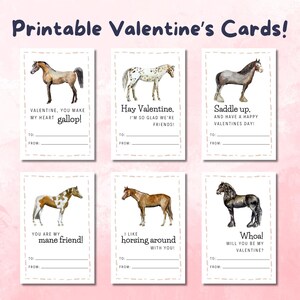Entzückende Pferde Valentinstag Karten zum Ausdrucken | Pferd Valentinstag Geschenkanhänger | Valentinstag Karten für Kinder | DIGITALER DOWNLOAD