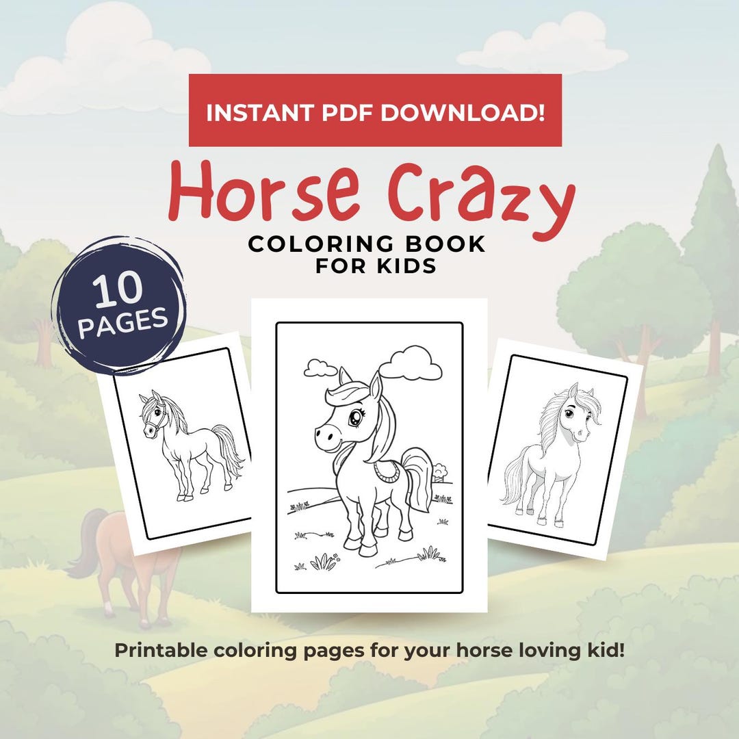 Printable Horse Coloring Book for Toddlers Etsy