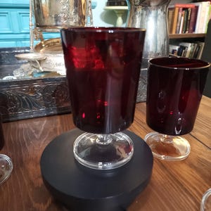Vintage Luminarc Ruby Red Glasses Set of 4 Cranberry Glass Goblets Made in France