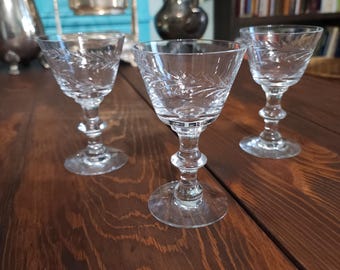 Copas de cristal Tiffin Franciscan vintage para cordial (juego de 3)