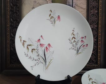 Juego de 4 platos llanos Royal Duchess Pink Floral, porcelana fina Bavaria de mediados de siglo