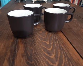 Juego de 4 tazas vintage Mikasa Tierra Stone de vainilla, fabricadas en Japón