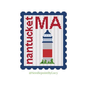 Nantucket Massachusetts Lighthouse Stamp Needlepoint Chart Download PDF