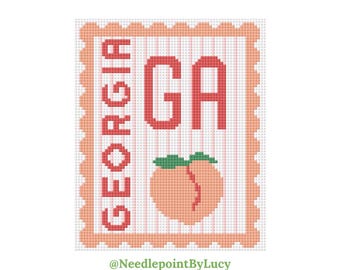 Georgia Peach Stamp Needlepoint Chart PDF