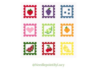 Mini Fruit Stamps Collection Needlepoint Chart Download PDF