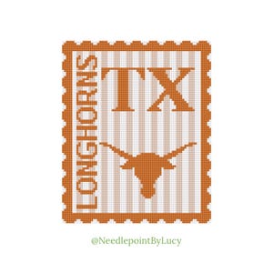 Longhorns TX State Animal, Stamp Needlepoint Chart PDF