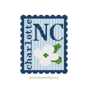 North Carolina (Raleigh + Charlotte) Dogwood Flower Stamp Needlepoint Chart PDF image 2