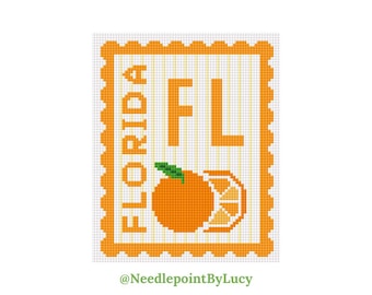 Florida Orange Stamp Needlepoint Chart PDF
