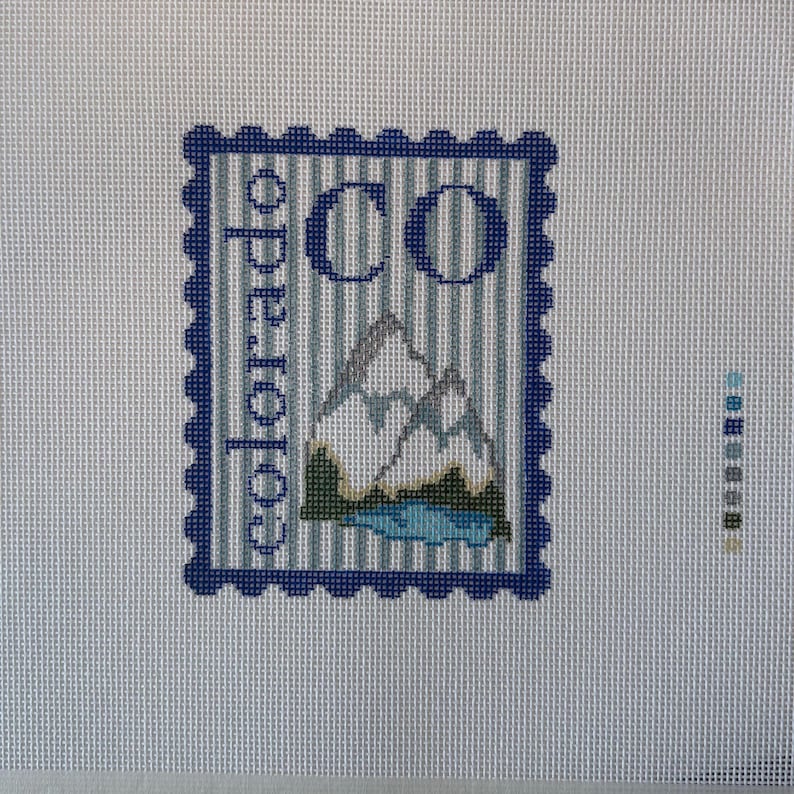 Colorado Rocky Mountains Stamp Travel Needlepoint Chart Download PDF image 3
