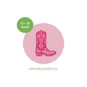 Cowgirl Cowboy Boot Round Needlepoint Chart PDF (13 + 18 mesh)