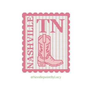 テネシー州（フランクリン + ナッシュビル）カウボーイブーツスタンプニードルポイントチャート PDF