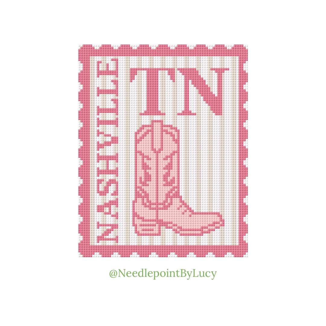 Nashville Tennessee Cowboy Boot Stempel Nadelspitze Stickmuster, PDF