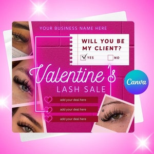 Valentine Day Booking Flyer, February Booking Flyer,  Holiday Deals Flyer, Hair, Lashes, Nails, DIY Canva Template, 8 color variations