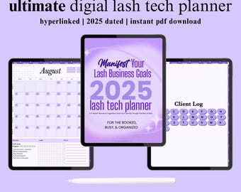 Planner digitale per l'attività di extension ciglia / PDF per l'organizzazione di Lash Tech / Monitoraggio di entrate, clienti e inventario