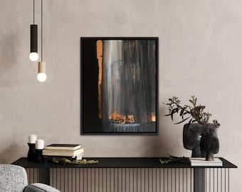 Black Abstract Painting: Original Acrylic Canvas Art 30x24in, Unique interior wall art