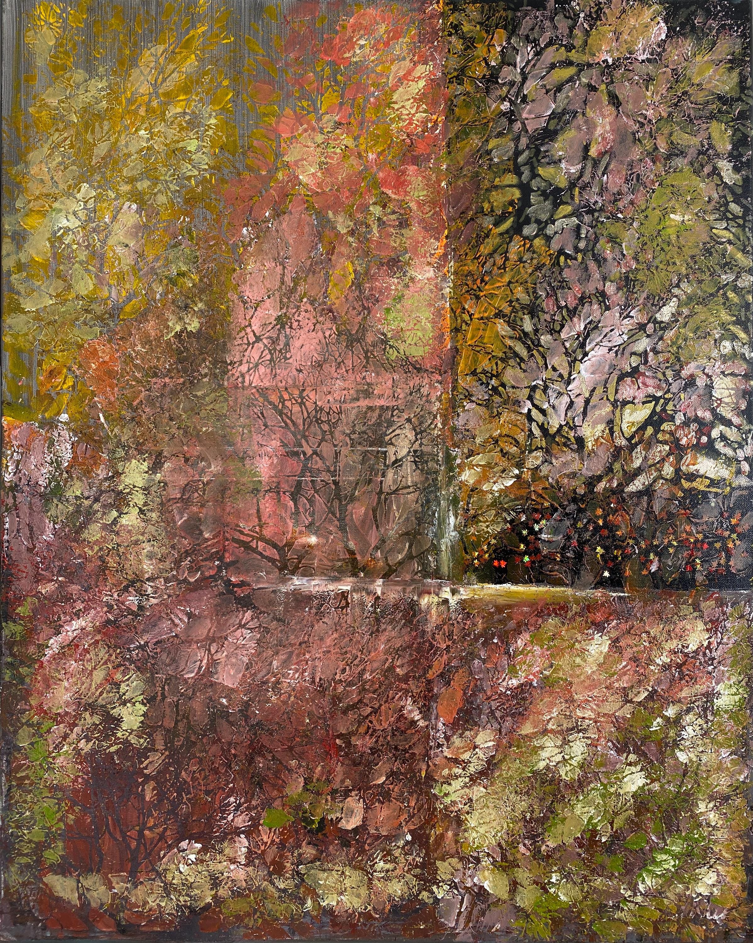 質感のある抽象的な秋の絵画 30x24、アクリルキャンバスウォールアート