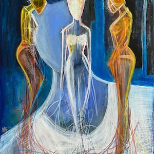 Women painting – Abstract Acrylic art for Modern Spaces, handmade, home decor