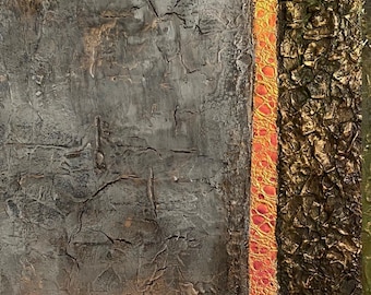 Textured Abstract Diptych: Holographic Acrylic Painting on Canvas, handmade 20x16 in