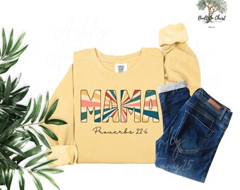 Felpa con cappuccio per mamma / Maglietta con strisce retrò per mamma