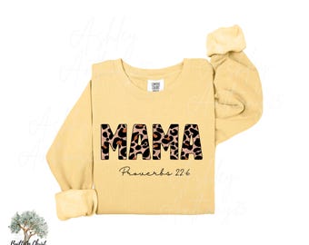 Felpa con cappuccio e scritta "Leopard Mama"