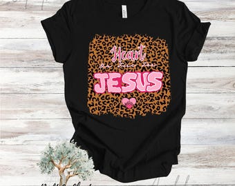 Bella Canvas / Maglietta con stampa leopardata cristiana - Maglietta con fede in Gesù Cristo, abbigliamento cristiano alla moda per donna