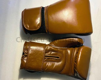 Handmade Brown Leather Boxing Gloves – Sparring & Training