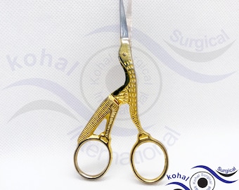 24k Gold Peacock Embroidery Scissors, Stainless Steel, 11.5cm