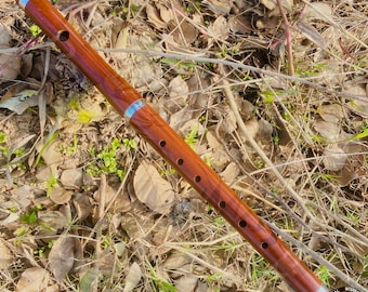 Handmade Irish Rosewood Flute, Shined Brown Musical Instrument