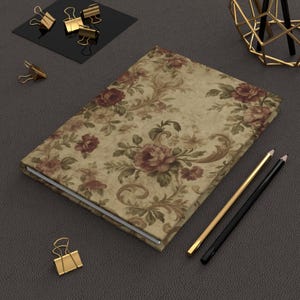 Vintage Floral Hardcover Journal - Klasyczny notatnik do pisania, prowadzenia dziennika, prezentów, wystroju wnętrz, użytku osobistego