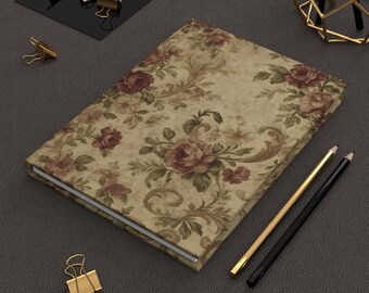 Vintage Floral Hardcover Journal - Classic Notebook for Writing, Journaling, Gifts, Home Decor, Personal Use