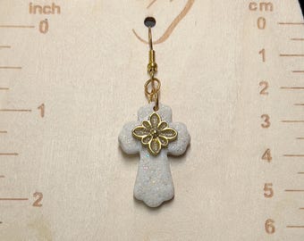 Handmade Polymer Clay Cross Earrings | Faith-Inspired Christian Jewelry