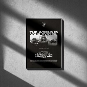 Rolex Oyster Watch Advertisement Poster, 80's Luxury Style Print, Vintage Design Magazine, Ad Wall Art, Ad Retro Advertisement