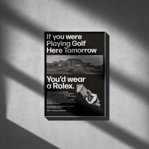 Rolex Oyster Watch Advertisement Poster, 80&#39;s Luxury Style Print, Vintage Design Magazine, Ad Wall Art, Ad Retro Advertisement