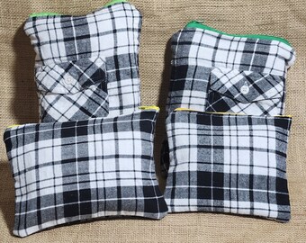 4 Pack - Zippered Pouches - Various Sizes- Plaid Shirt