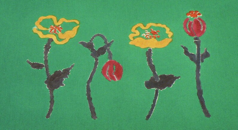 Medium Green Tote wFlower Design