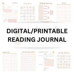 2024 Digital or Printable Reading/Book Journal, Reading Log, Book Tracker, Goodnotes Journal, Digital Bookshelf, TBR List, Reading Planner