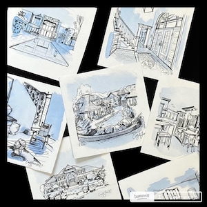 Personalized and Custom House Illustrations with Pen/Ink