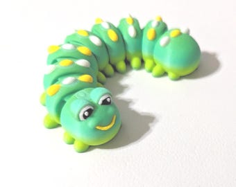 Articulated Caterpillar – 3D Printed Fidget Toy | Cute Wiggle Bug Desk Pet