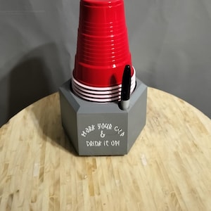 Party Cup Holder with Marker,  3D Printed Drink Organizer, Cup Organizer with marker, Great for Parties and Gatherings,