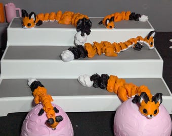 Articulated Fox Fidget Toy 3D Printed Flexible Desk Pet Stress Relief Animal Print-in-Place Multiple Color Options