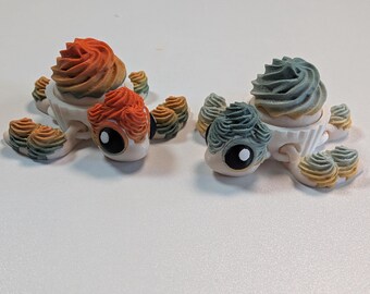 3D Printed Turtle Cupcake Clicker Fidget Toy Multi-Color Desk Toy Anxiety Relief Gift
