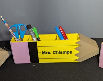 Portalápices personalizado para profesores, regalo, organizador de escritorio impreso en 3D, nombre, lápiz, taza, agradecimiento para el aula.