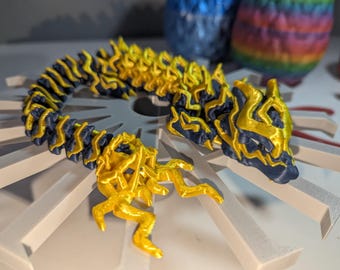Juguete de fantasía con diseño de dragón de tormenta, impresión 3D, articulado, flexible, con relámpagos y truenos, en varios tamaños.