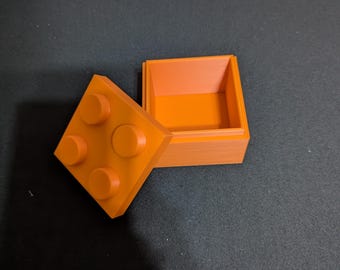 Caja de baratijas inspirada en ladrillos / Mini caja de almacenamiento de ladrillos con tapa / Organizador de escritorio divertido o caja de regalo / Decoración de bloques de juguete para niños y adultos