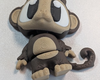 3D Printed Articulated Baby Monkey Figurine Poseable Flexi Primate Desk Toy Gift