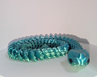 Crystal Snake Articulated 3D Printed Flexible Fidget Serpent Multi-Joint Gemstone Design Mystical Coiled Toy