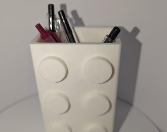 Portalápices inspirado en ladrillos: organizador de lápices o cepillos de dientes impreso en 3D: almacenamiento colorido para niños, fanáticos de Lego o aulas. ¡Un divertido organizador!
