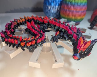 Dragón Lobo de Cristal Articulado, Impresión 3D, Flexible, Geométrico, Híbrido, Criatura Fantástica, Coleccionable, Fidget, Varios Tamaños