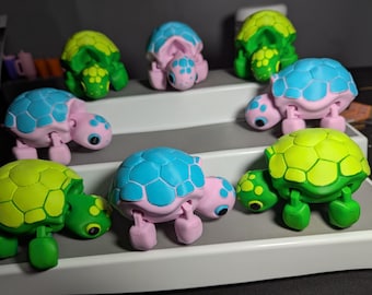 Articulated Turtle Fidget Toy 3D Printed Flexible Sea Animal Multi-Joint Stress Relief Ocean Anxiety relief Flexi