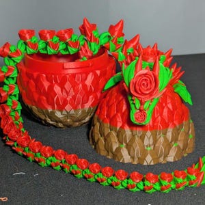 Articulated Rose Dragon 3D Printed Flower Dragon Multi-color Figure fantasy Rose Dragon Flexible Sensory Toy, Stress and Anxiety Relief